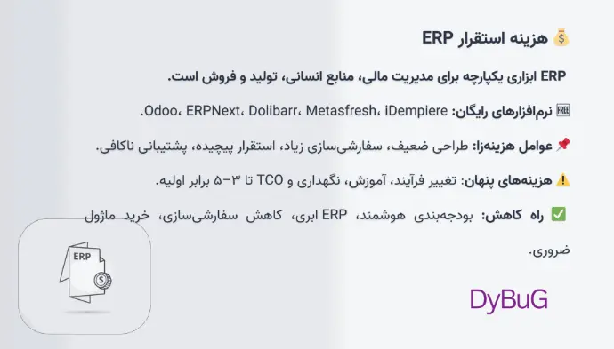 هزینه استقرار ERP | دیباگ